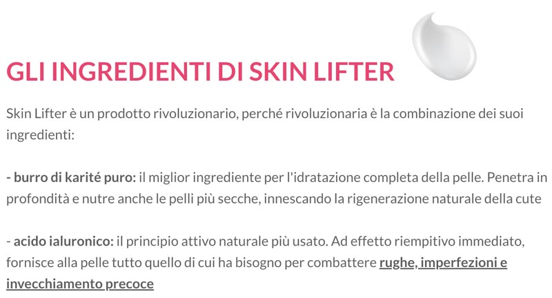 Skin Lifter ingredienti
